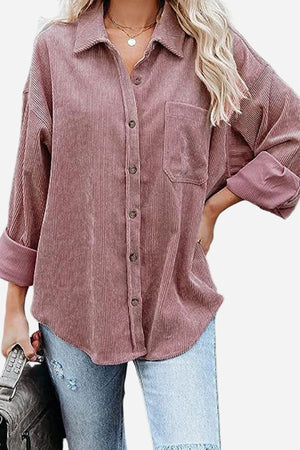 Sleek Suede Oversized Button-Down Shirt