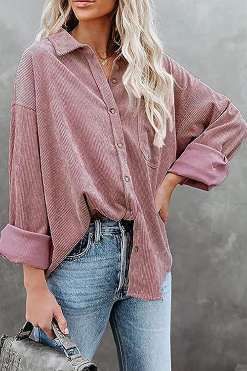 Sleek Suede Oversized Button-Down Shirt