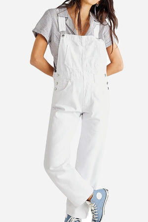 Denim-look, Tapered-leg Adjustable Bib Overalls