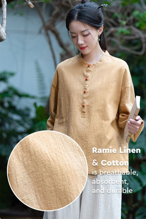 One Size Fits All Ramie Linen & Cotton Blouse