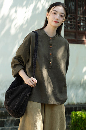 One Size Fits All Ramie Linen & Cotton Blouse