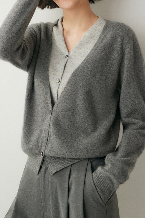 Single-Breasted Cashmere Wool Cardigan