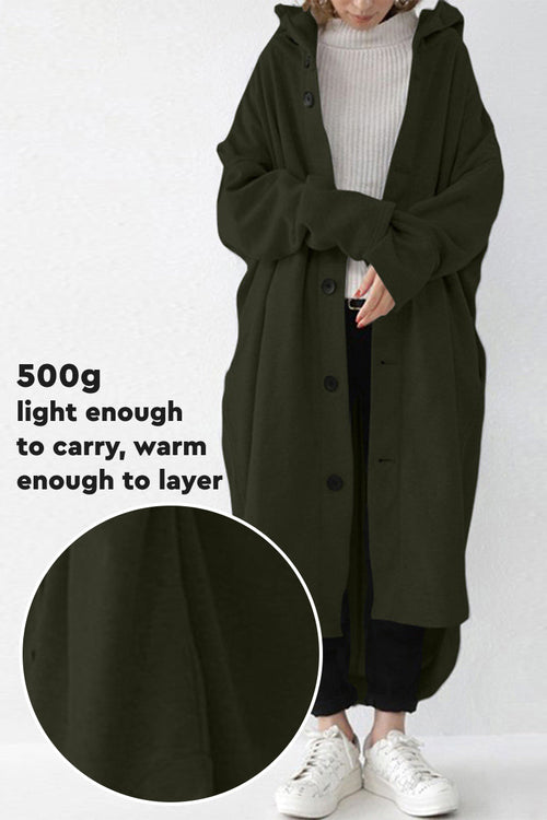 Oversized Everyday Buttoned Hooded Coat