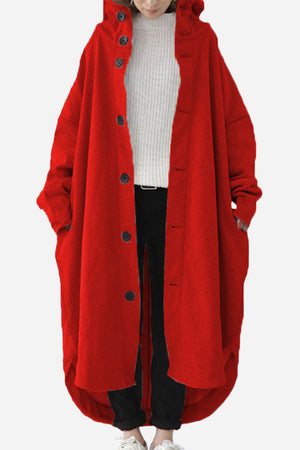 Oversized Everyday Buttoned Hooded Coat