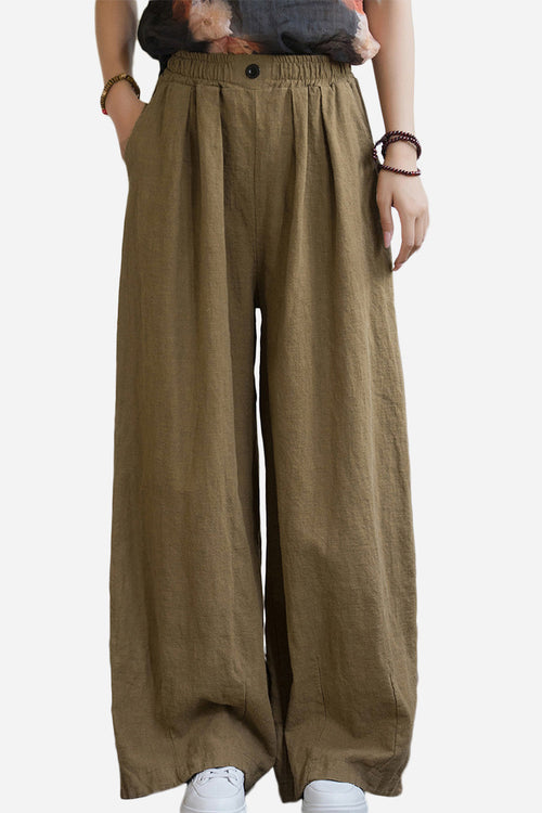 Sandwashed Ramie Linen Pants with Plush Lining