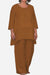 Brown loose drape two-piece set with oversized top and wide-leg pants for comfortable stylish wear