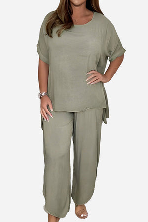 Relaxed Linen-Like Travel 2-Piece Set