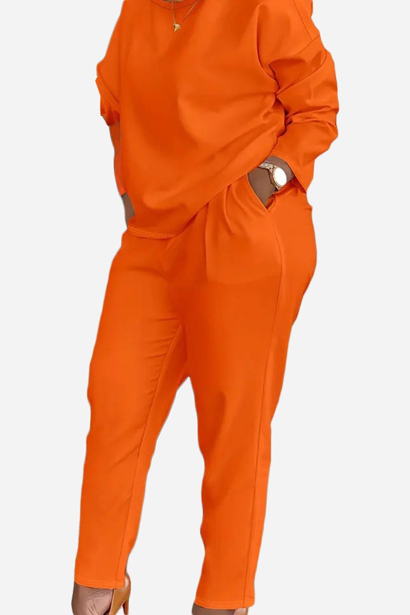 Vibrant orange two-piece cotton set with comfortable fit and stylish design