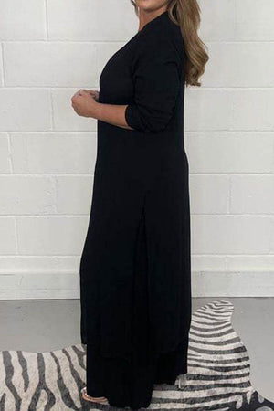 Urban Chic V-Neck Split Top Two-Piece Set