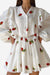 Sweet Countryside 100 Cotton white cotton two-piece set with ruffled sleeves and strawberry print.