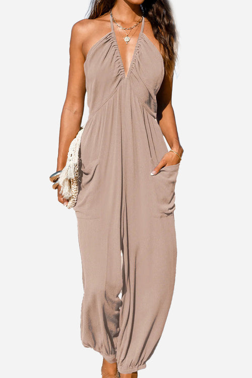Sunshine On Sand Halter-Neck Jumpsuit