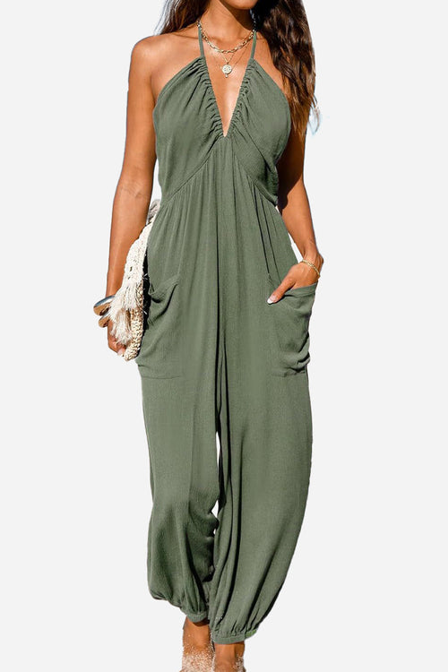 Sunshine On Sand Halter-Neck Jumpsuit