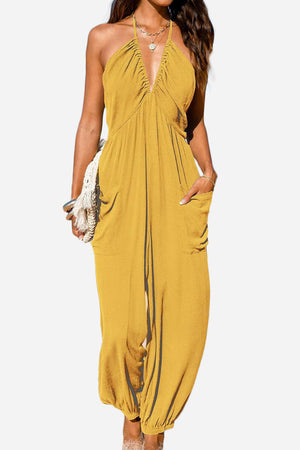 Sunshine On Sand Halter-Neck Jumpsuit