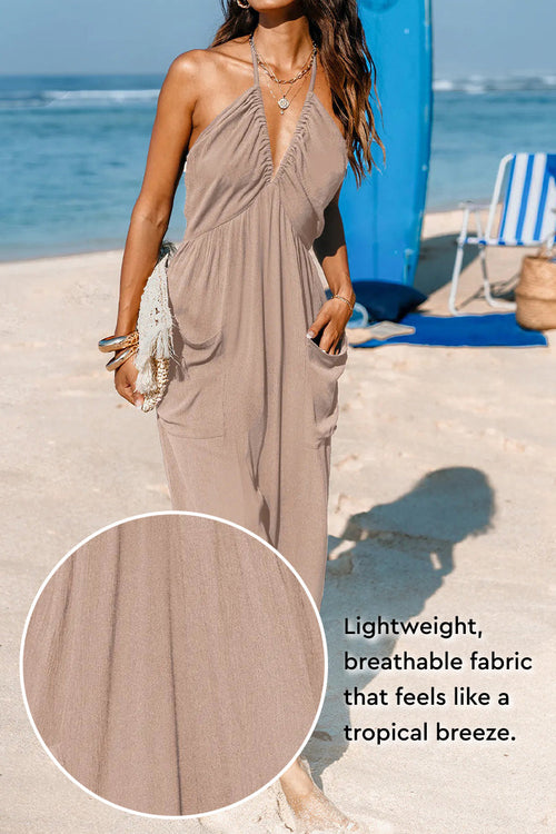 Sunshine On Sand Halter-Neck Jumpsuit