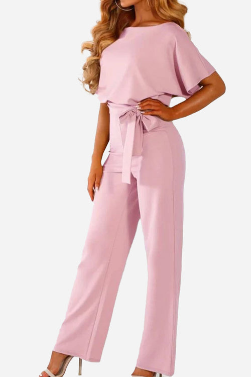 Chic Short-Sleeved Wide-Leg Jumpsuit