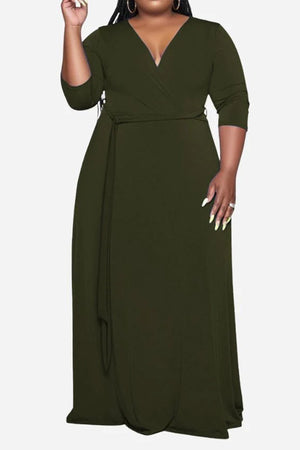 Elegant Plus Size Belted Dress