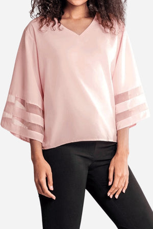 Mesh Panel Sleeve Loose Fit Top