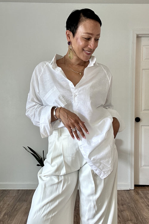Oversized 100% Cotton Linen Shirt