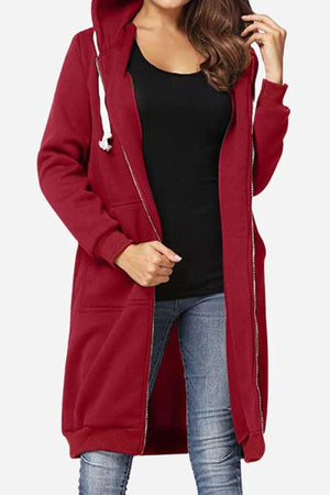 Oversized Long Zip Sweatshirt Hoodie