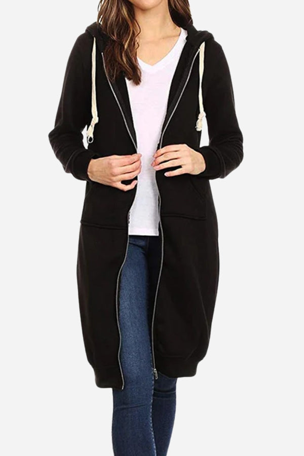 Oversized Long Zip Sweatshirt Hoodie