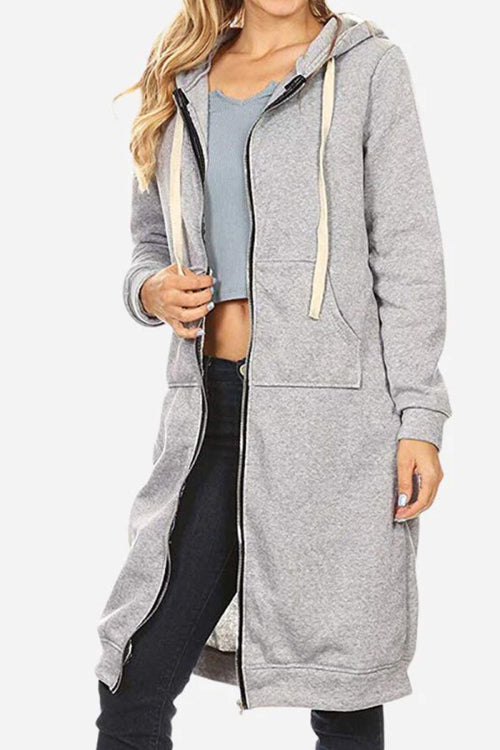 Oversized Long Zip Sweatshirt Hoodie