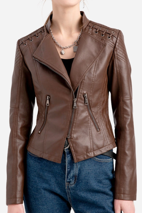 Slim Fit Leather Motorcycle Jacket