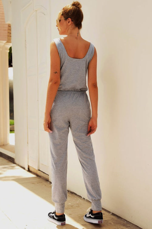 Comfy Sleeveless Vest Pocket Jumpsuit