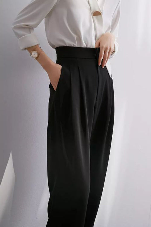 Casual Loose Wide-Leg High-Waisted Straight Pants