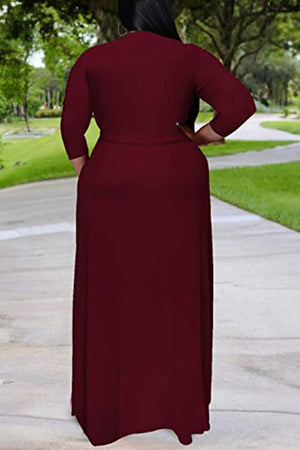 Elegant Plus Size Belted Dress