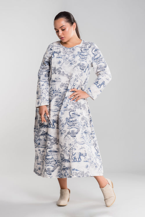 Japanese Porcelain Print Dress